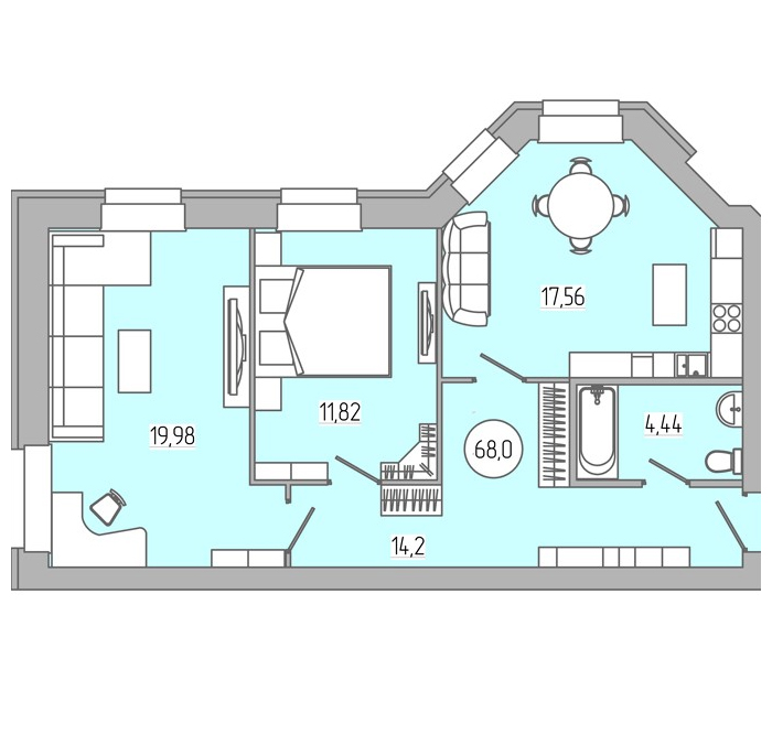планировка квартиры 68 м2